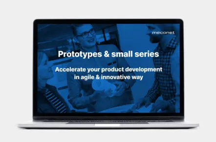 Meconet’s presentation on prototypes and small-series production on a laptop screen.