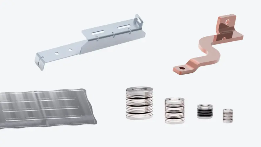 Examples of different metal components for maritime applications.