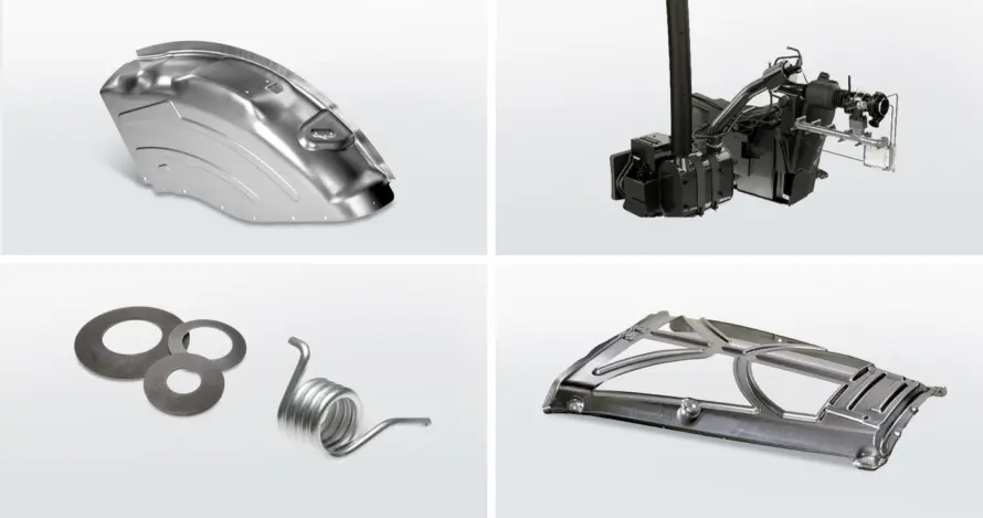 Metallkomponenter och delmontage för mobila arbetsmaskiner, till exempel djupdragna delar och fjäderkomponenter.