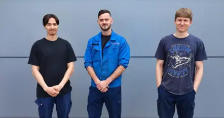 Group photo of three summer employees at Meconet.