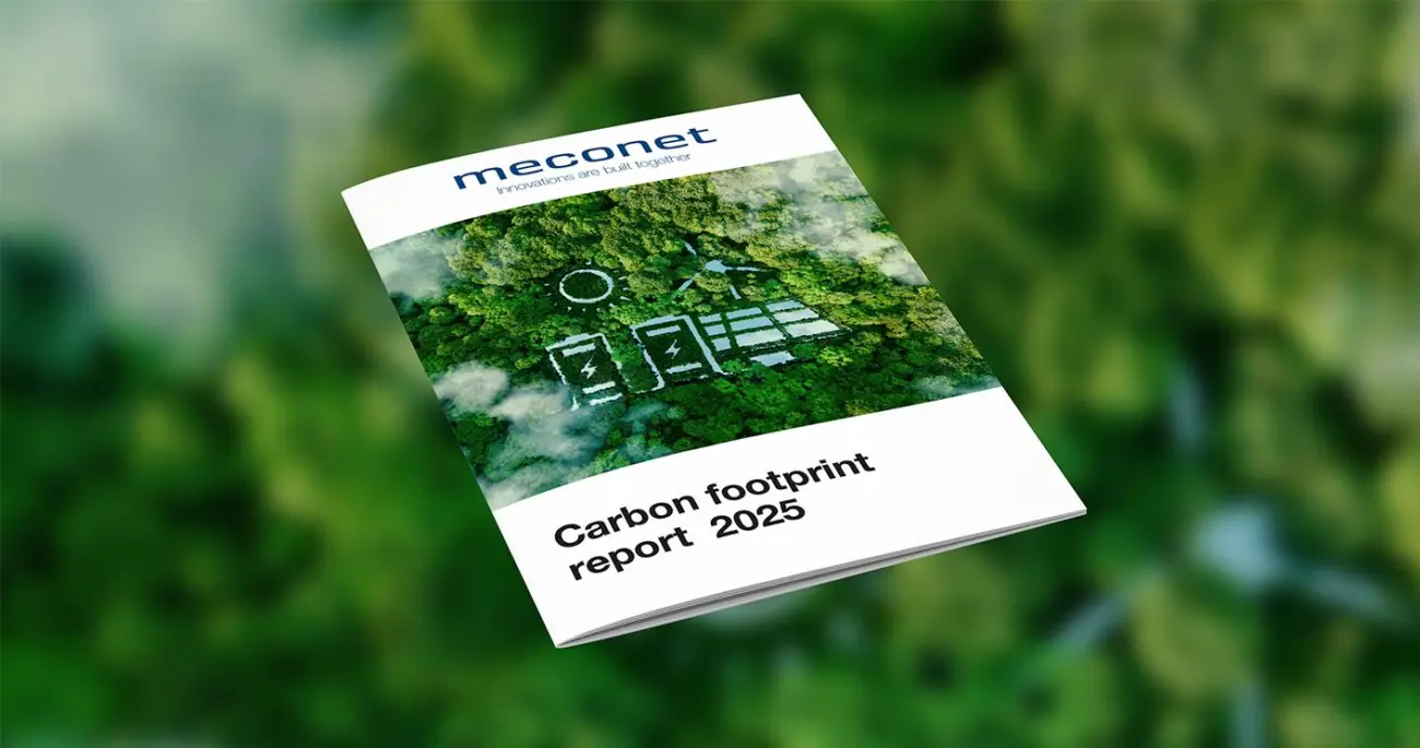 Cover of Meconet’s 2025 carbon footprint report.