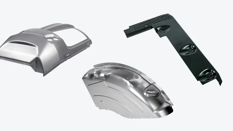Metallkomponenten und Baugruppen für Sicherheitsanwendungen, beispielsweise durch Tiefziehen gefertigt.