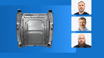 Meconet’s design, production and quality experts alongside a deep-drawn metal component.